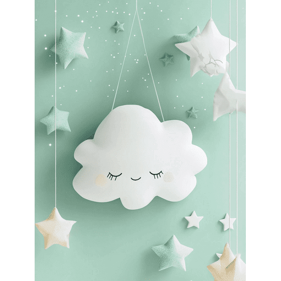 Cute Sleeping Cloud and Stars Canvas Print/Wall Art Perfect for Bedroom Decor Nursery Decor Living Room Decor Girl's Room Decor and Baby Room Decor.