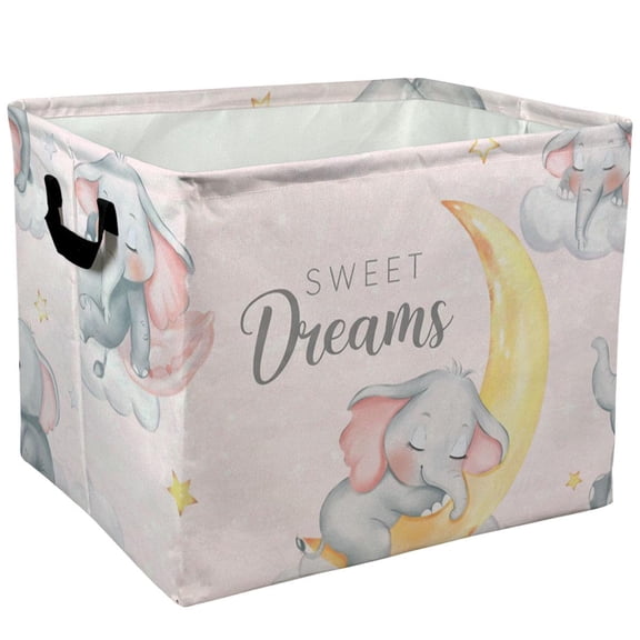 Cute Sleeping Elephant Sweet Dreams Storage Baskets Storage Boxes Home Decor Storage Clothes Organization And Storage Home Decor Storage Holiday Gifts,Laundry Baskets