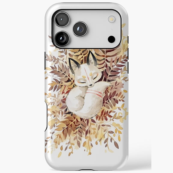 Cute Sleeping Fox Autumn Leaves Phone Case for iPhone 17 through 11 Pro Max