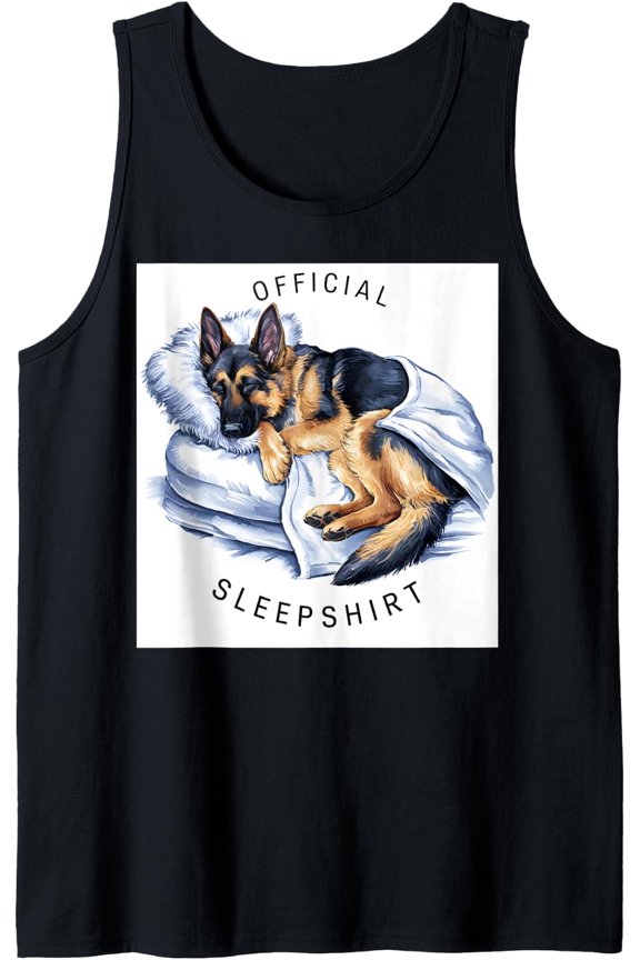 Cute Sleeping German Shepherd Dog Sleep Pajama Tank Top Size S-3XL