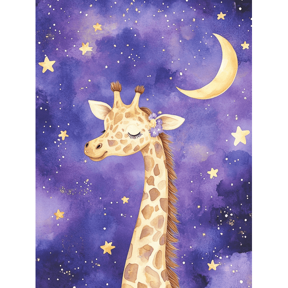 Cute Sleeping Giraffe Watercolor Canvas Print/Wall Art Perfect for Bedroom Living Room Nursery Bathroom and Office Decoration.