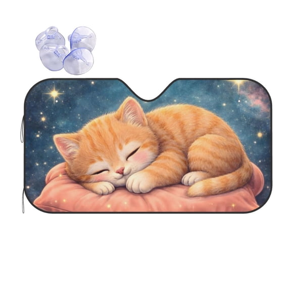 Cute Sleeping Kitten Cat Car Windshield Sun Shade Universal Fit Auto Sun Visor Protector