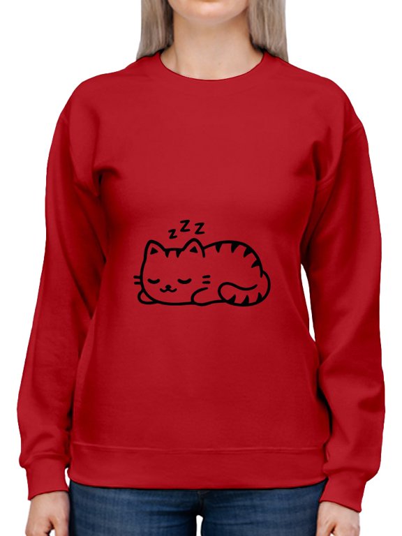Cute Sleeping Kitty Sweatshirt Women -GoatDeals Designs, Female 3X-Large