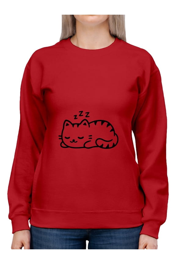 Cute Sleeping Kitty Sweatshirt Women -GoatDeals Designs, Female Small