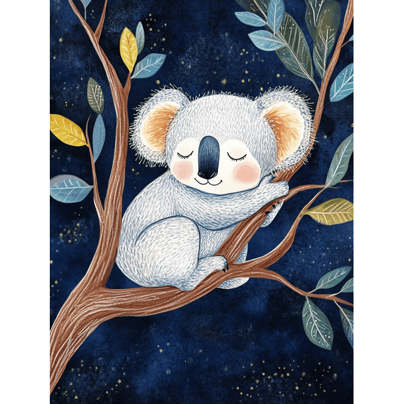 Cute Sleeping Koala Canvas Print/Wall Art Suitable for Bedroom Decor Living Room Decor Nursery Decor Office Decor and Guest Room Decor.