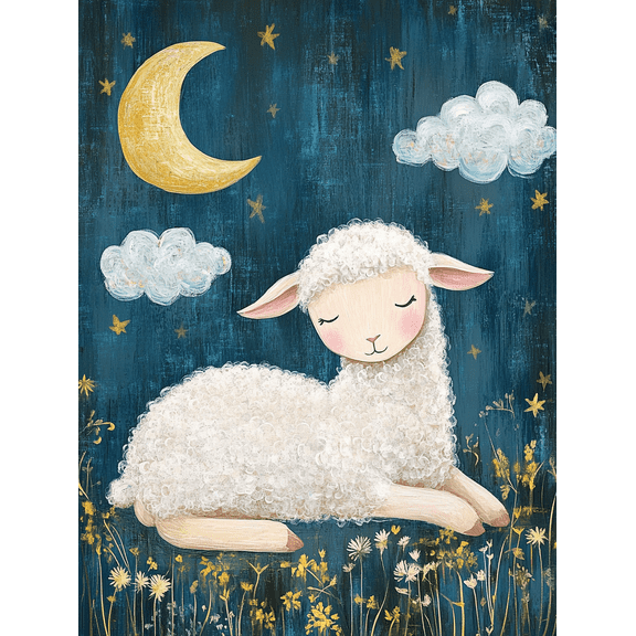 Cute Sleeping Lamb Canvas Wall Art Suitable for Bedroom Decor Living Room Decor Nursery Decor Farm House Decor and Kids Room Decor.