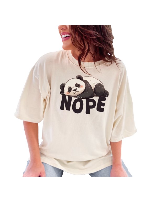 Cute Sleeping Panda T-Shirt, Funny Animal Graphic Tee, Panda Lover Gift, Adorable Relaxed Panda Print, Cozy Casual Wear, Ivory Comfort Colors T-Shirt, Medium
