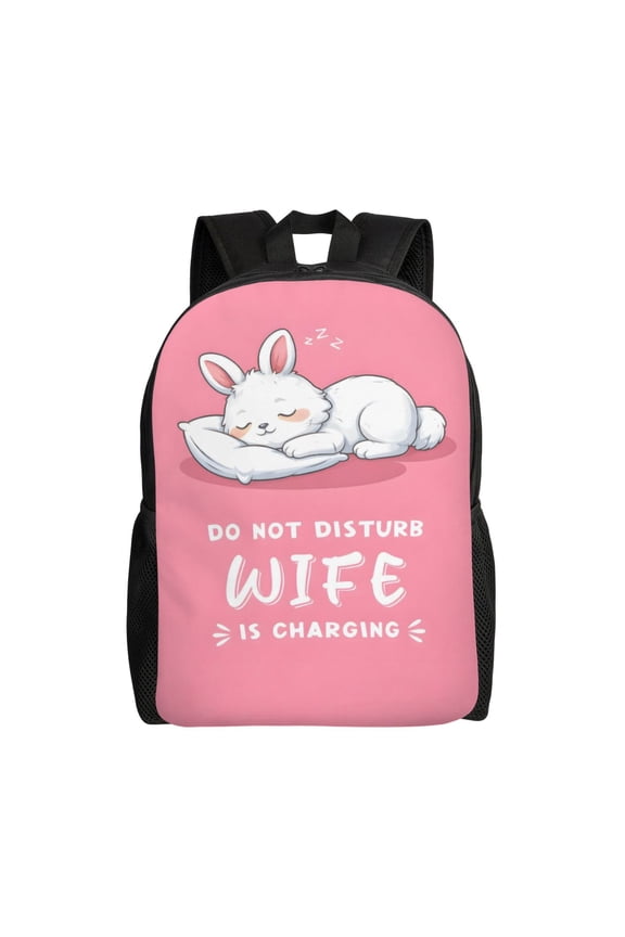 Cute Sleeping Rabbit Bunny Backpack Large Capacity Laptop Bag for Men and Women