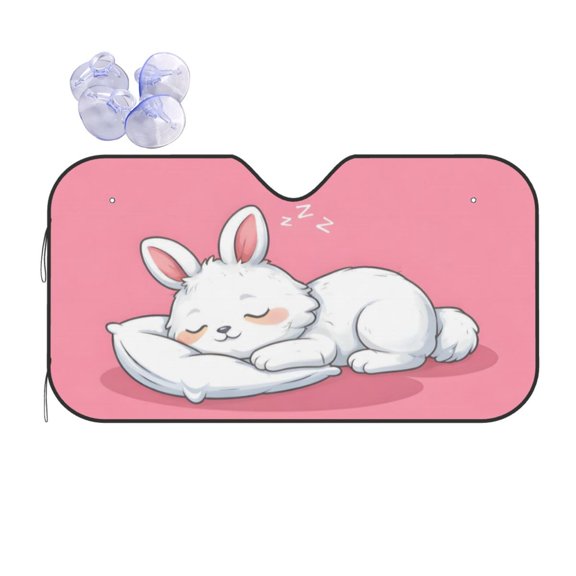 Cute Sleeping Rabbit Bunny Car Windshield Sun Shade Universal Fit Auto Sun Visor Protector