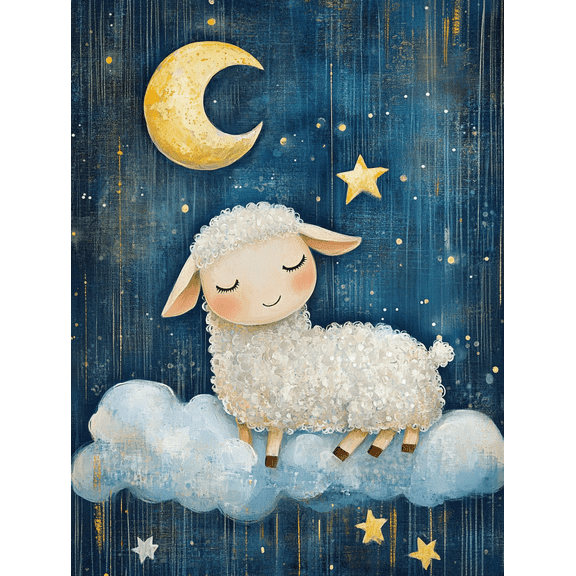 Cute Sleeping Sheep Canvas Painting,Suitable for Bedroom,Living Room,Nursery,Kids Room,and Office Decor.