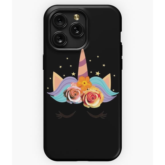 Cute Sleeping Unicorn Face with Flowers Stars A12168&nbsp;Phone Case for iPhone 11 to 17 Pro Max