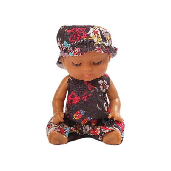 Cute Sleeping Vinyl Doll Toy,Realistic Closed Eyes Design,Exotic Printed Hat Decor,Compact Portable Ornament Doll,Safe Material Plaything Soothing Comfort Companion Toy,Kids Festival Birthday Gift