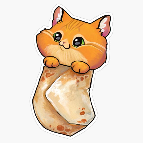 Cute Sleepy Cat Purrito Loaded Wrapped Mexican Burrito Feline Mashup Decal For Lunchbox Sticker