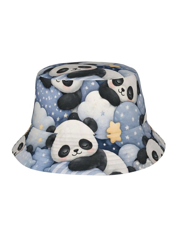 Cute Sleepy Panda Fisherman's Hat Casual and Breathable Sun Hat for Men and Women