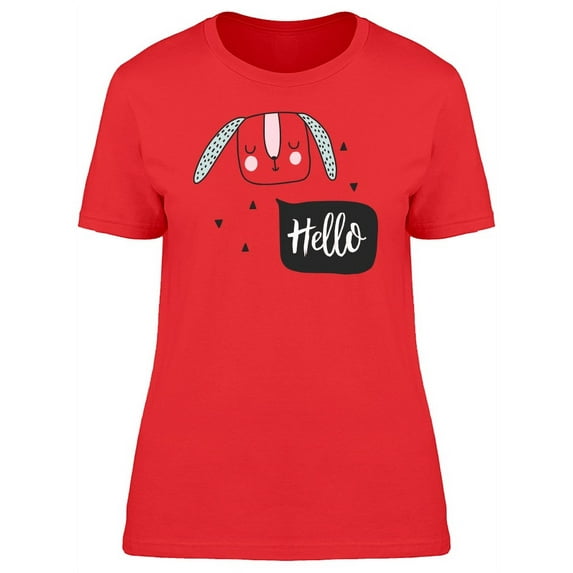 Cute Sleepy Rabbit Saying Hello T-Shirt Women -Image by Shutterstock, Female Medium