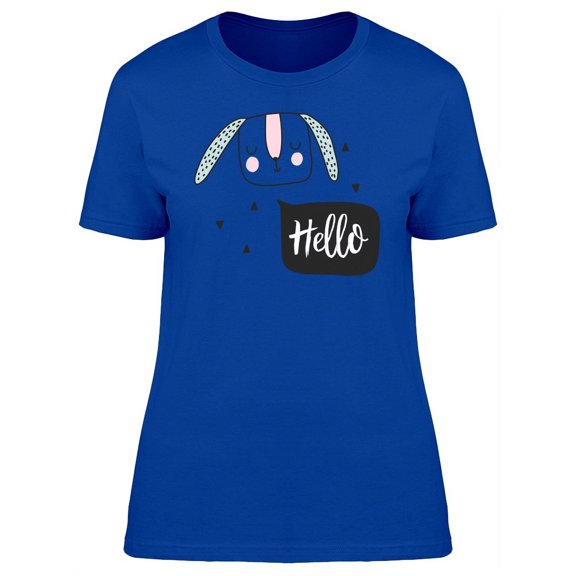 Cute Sleepy Rabbit Saying Hello T-Shirt Women -Image by Shutterstock, Female Medium