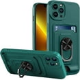 thumbnail image 1 of Cute Slim Wallet Case Compatible with iPhone 13 Pro Max, Soft Silicone Cases with Card Holder, 360° Rotation KickstandMatte Candy Color Protective Cover Back(Green), 1 of 12