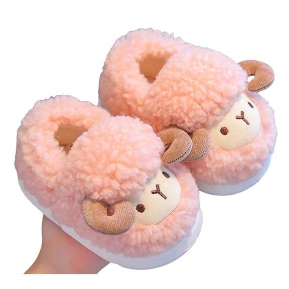 Cute Slippers Christmas Slippers Girls Slippers Winter Warm Lined Shoes with Heel Coverage for Toddlers and