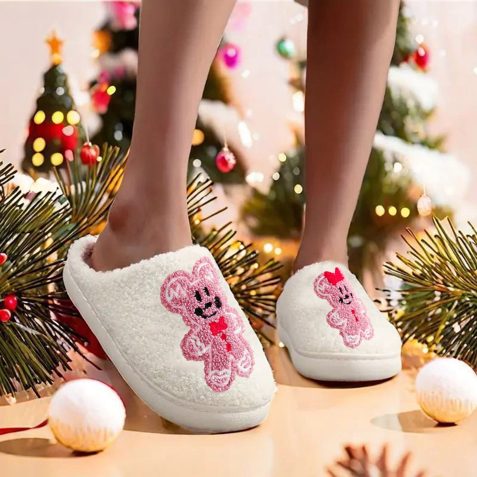 Cute Slippers House Slippers For Women Soft Plush Fuzzy Winter holiday ...