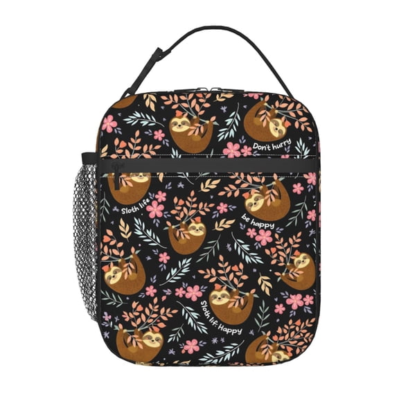 Cute Sloth Adorable Floral Leaf Lunch boxs Portable Thermal Lunch Bags