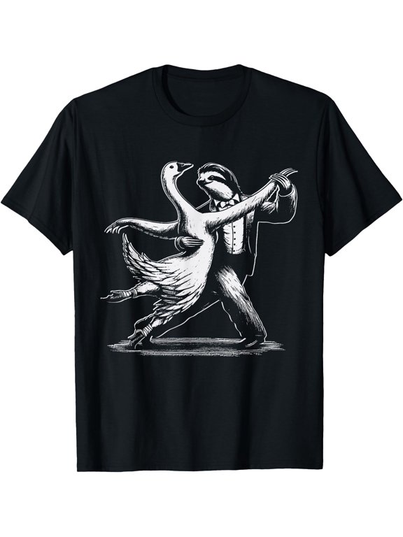 Cute Sloth And Goose Tango Dancing Dancer T T-Shirt