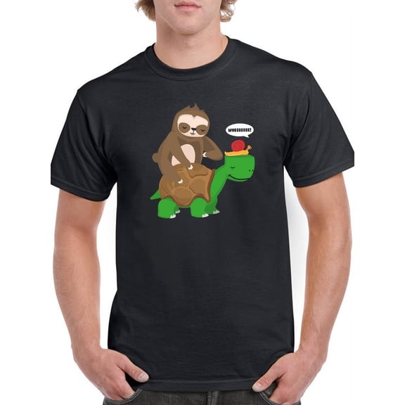 Cute Sloth And Turtle Men T-Shirt, Male Medium