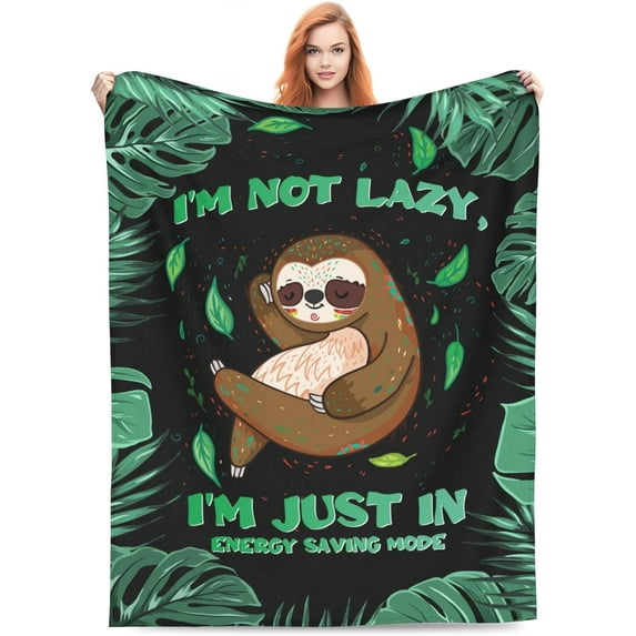 Cute Sloth Blanket Gifts for Kids Adults Soft Warm Lightweight Cozy Funny Sloths Animal and Leaf Throw Blankets for Bed Living Room Sofa Couch Birthday Decor 40x50in