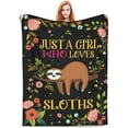 thumbnail image 1 of Cute Sloth Blanket Gifts for Kids Just a Girl Who Loves Sloths Soft Warm Lightweight Cozy Animals Flowers Throw Blankets for Bed Living Room Sofa Couch Birthday Decor 40x50in, 1 of 5