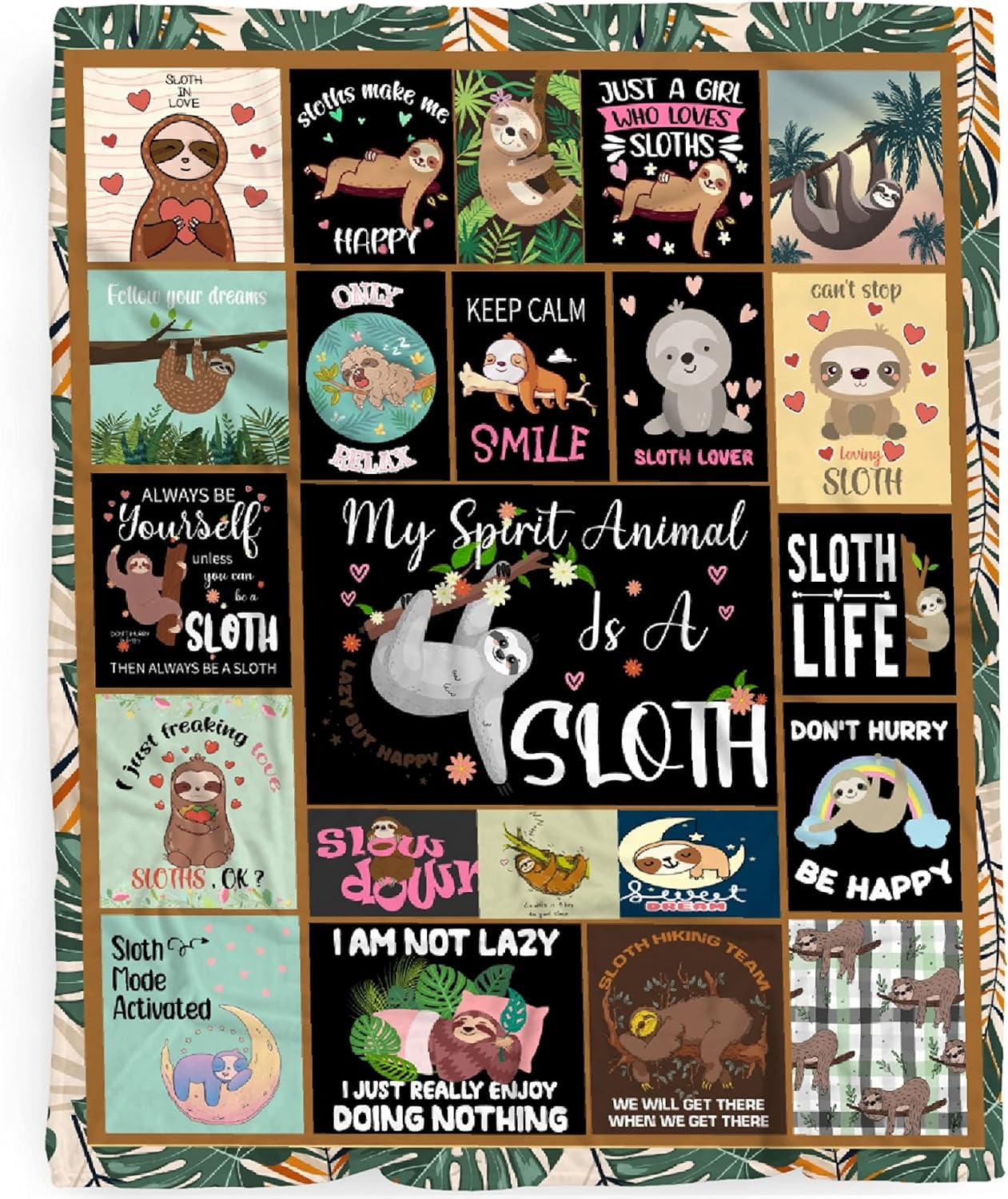 Cute Sloth Blanket for Girls, Sloth Gifts for Women Girls, Sloth Decor Stuff Animal Sloth Plush