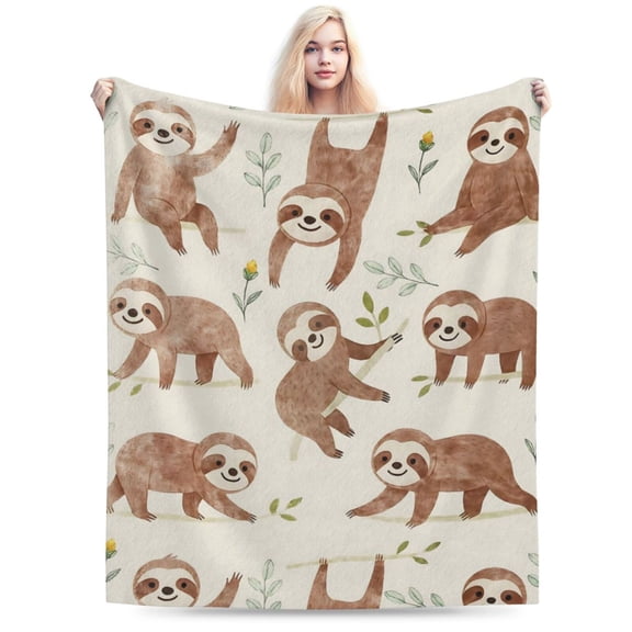 Cute Sloth Blanket Lightweight Flannel Blankets 60x50