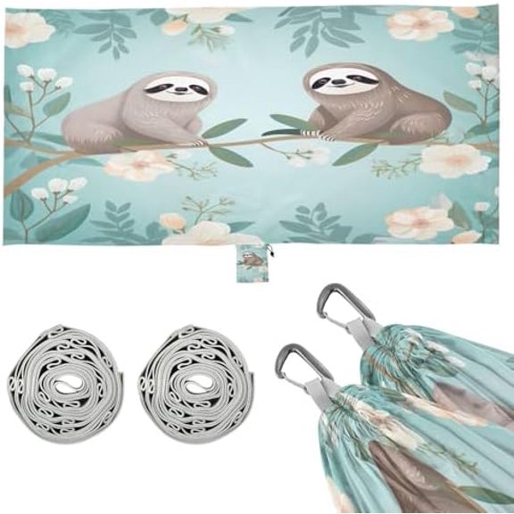 Cute Sloth Camping Hammock Durable & Portable Travel Hammock Holds 330lbs with Tree Strapsm, Pocket, Camping Accessories$$Sport & Recreation Other