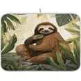thumbnail image 1 of Cute Sloth Dish Drying Mat, Absorbent Microfiber Pad Protector For Kitchen Counter Top Mat Dish Drainboard 16x18in Home Decor, 1 of 7