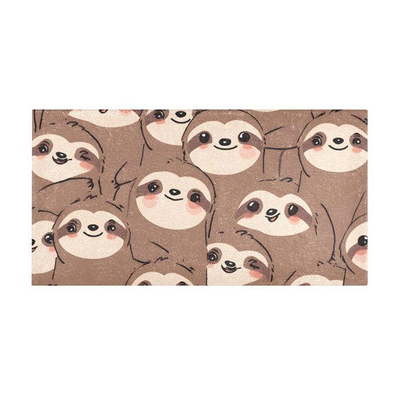 Cute Sloth Face Pattern Bath Mat 39x20 Inch Soft Absorbent Non-Slip Plush Bathroom Rug for Floor