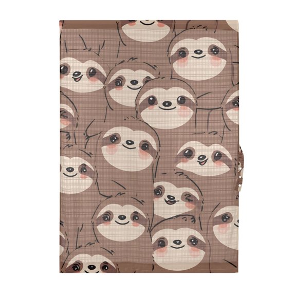 Cute Sloth Face Pattern Door Curtain Sheer Privacy Light Filtering Window Panel 1 Panel 25x40 Inch