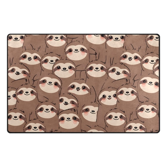 Cute Sloth Face Pattern Memory Foam Area Rug 60"x39" Non Slip, Absorbent, Fade Proof for Living Room, Bedroom, Office