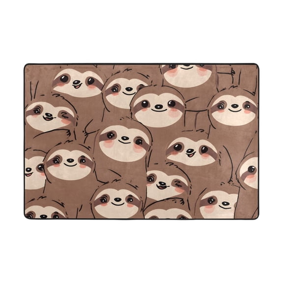 Cute Sloth Face Pattern Rug 36x24in Memory Foam Absorbent Non Slip Plush for Bathroom Kitchen Entryway