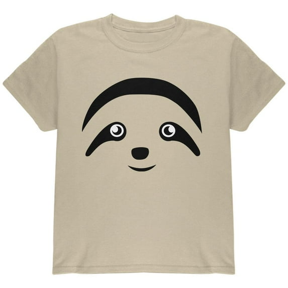 Cute Sloth Face Youth T Shirt Sand YXL