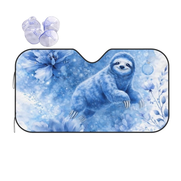 Cute Sloth Floral Car Windshield Sun Shade Universal Fit Auto Sun Visor Protector