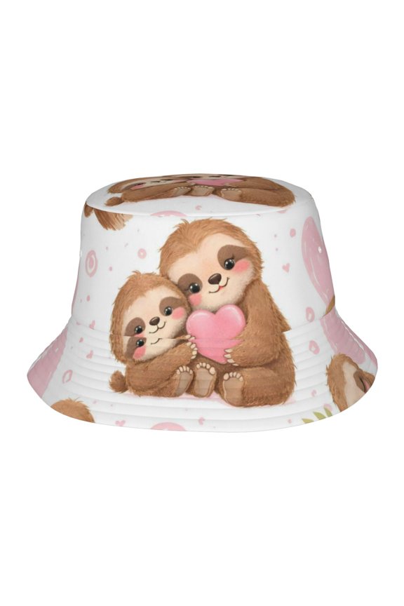Cute Sloth Heart Fisherman's Hat Lightweight and Breathable Sun Hat Suitable for Both Men and Women