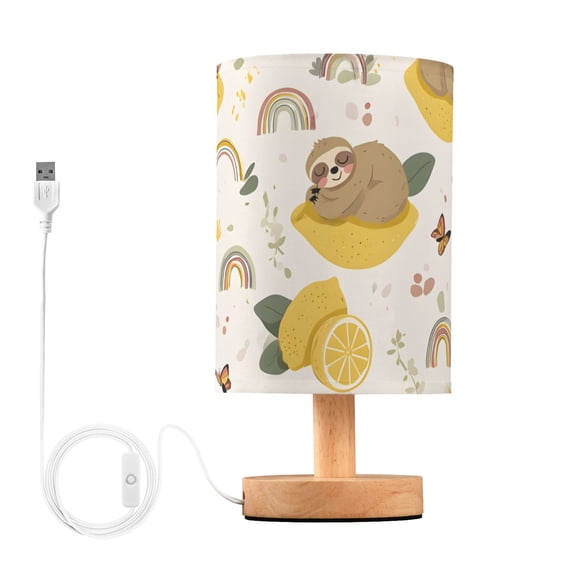 Cute Sloth Lemon Rainbow Butterflies Table Lamp with USB Port LED Warm Light Lamp Night Light Home Decor