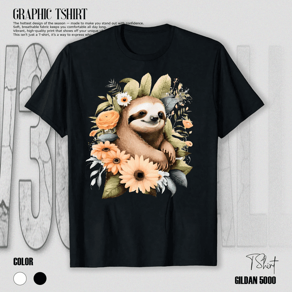 Cute Sloth Lover Animal Graphic Design Gift Idea Retro Humor Unisex T-Shirt V15138, up to Size 5XL