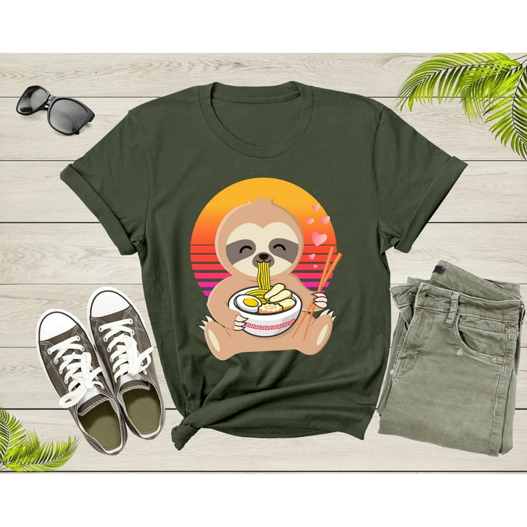 Sloth Eating Ramen T-Shirt, Cute Sloth T Shirt Sloth Eating Ramen T-Shirt, Cute Sloth T Shirt