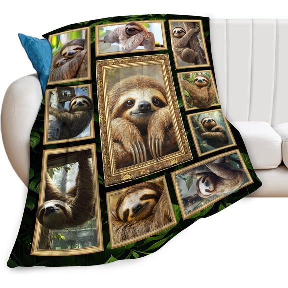 Cute Sloth Photo Collage Print Blanket Soft Warm Plush Lightweight Flannel Throw Blanket for Couch Bed Sofa Home Decor for Sloth Lovers 30x40 inches