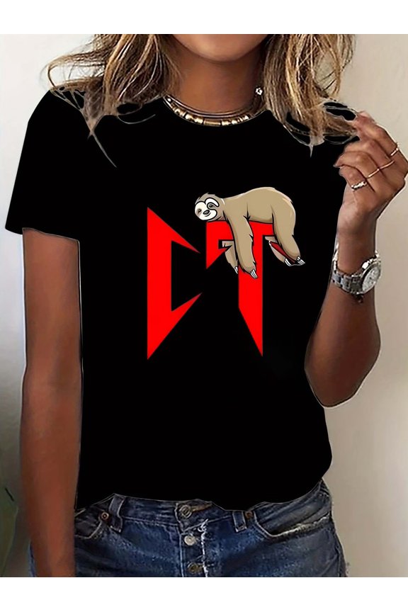 Cute Sloth Print T-Shirt