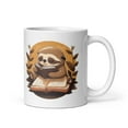 thumbnail image 1 of Cute Sloth Reading Book - White Coffee Mug - Book Reader - Bookworm Lover v2, 1 of 5