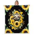thumbnail image 1 of Cute Sloth Sherpa Blanket s, Yellow Sunflower Throw Blanket Animal Kawaii Fleece Blanket Teens Adult, Floral Rustic Farmhouse Flannel Blanket Decorative Sofa Couch, Queen Size, 1 of 7