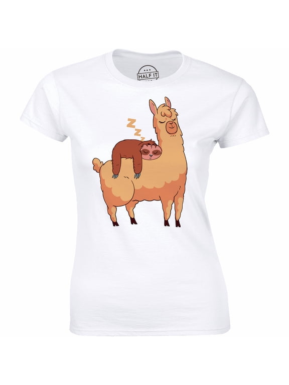 Cute Sloth Sleeping On Llama - Best Friend Forever Women's Gift T-Shirt