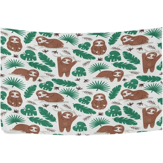 Cute Sloth Tapestry Wall Hanging Tapestries Happy Colorful Hippie Psychedelic Art Polyester Carpet Wall Decorative for Living Room Bedroom 80x60inch