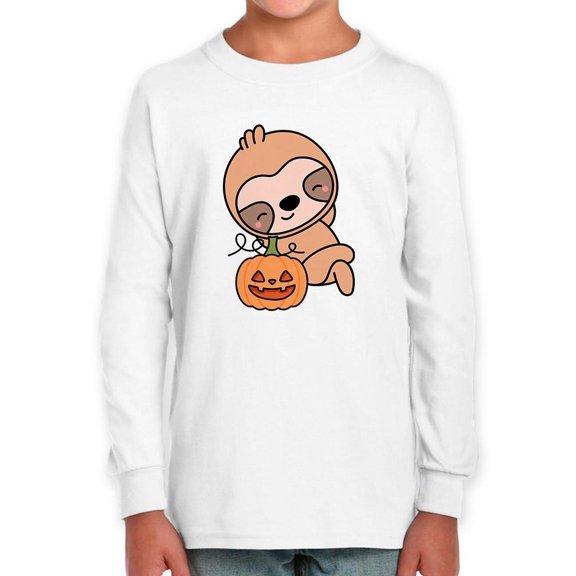 Cute Sloth W Pumpkin Long Sleeve Toddler -Image by Shutterstock,  2 Toddler
