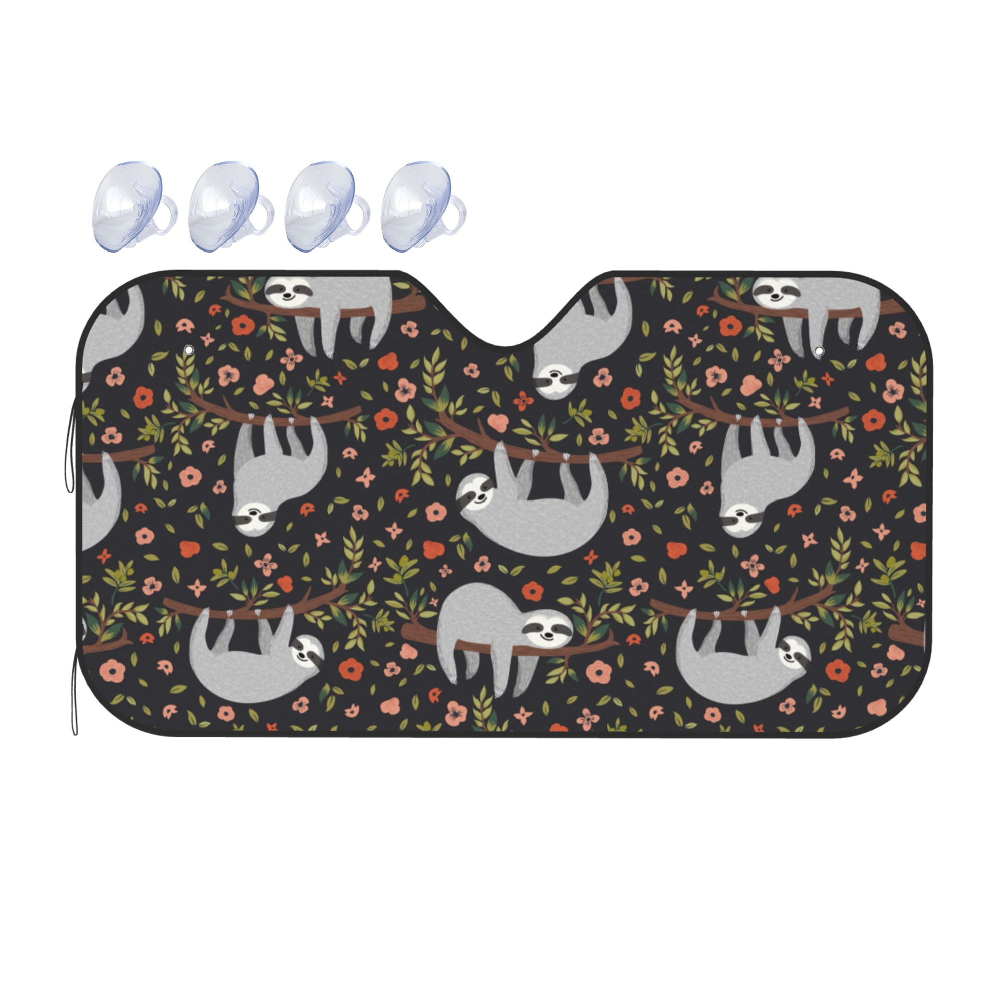 Cute Sloths Animal 1-Piece Car Front Window Sunshade-Foldable for Most ...